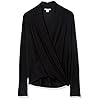 Amazon Essentials Women's Lightweight Long Sleeve Wrap High/Low Knit Top, Black, X-Large