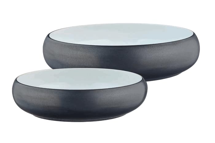 Bjorn Obstschale GOURMET Ø22 & Ø30 cm – Design Servierschale aus Keramik, modernes Geschirr Set für Tisch & Küche, Schwarz Onyx & Weiß