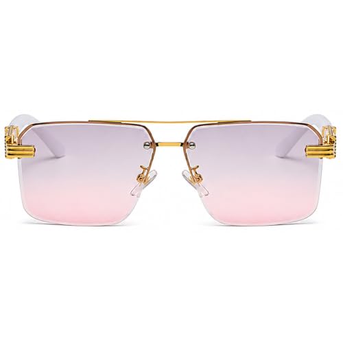 Image of Aviator Sunglasses for Men Women Half Frame Vintage Shades UV400