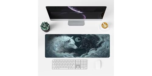 Tapis de souris grand format Lune du Loup, une idée cadeau originale