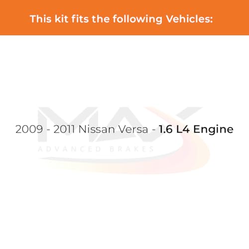 Image of Max Advanced Brakes Front Brake Kit Compatible With 2009 2010 2011 Nissan Versa 1.6 L4 Engine Replacement Premium OE Disc Brake Rotors and Ceramic Brake Pads
