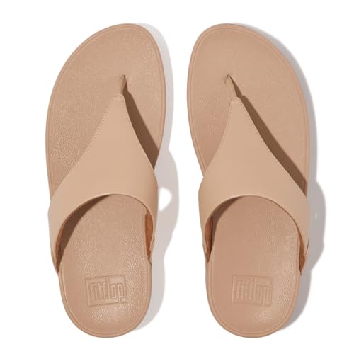 Image of FitFlop Womens Lulu Toe Post Leather Classic Beige Sandals 9 US