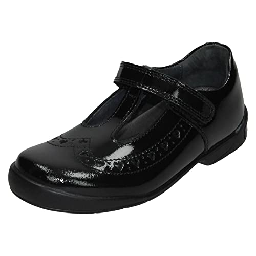 Girls Startrite T-Bar School Shoes Leapfrog - Black Patent - UK Size 10.5E - EU Size 28.5 - US Size 11.5