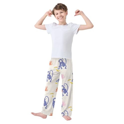 Funny Monkey Boys Pants Boys Athletic Pants Long Pant for Boy with Pockets Wide-Leg Size 6-14Y3