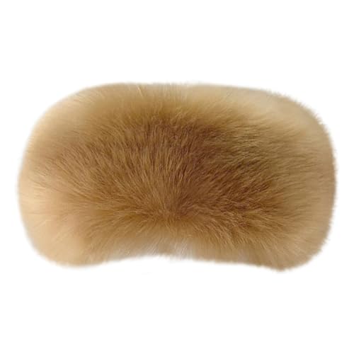 Queenbox Fluffy Fur Headband, Elastic Fuzzy Empty Top Hat Headwrap for Winter, Camel