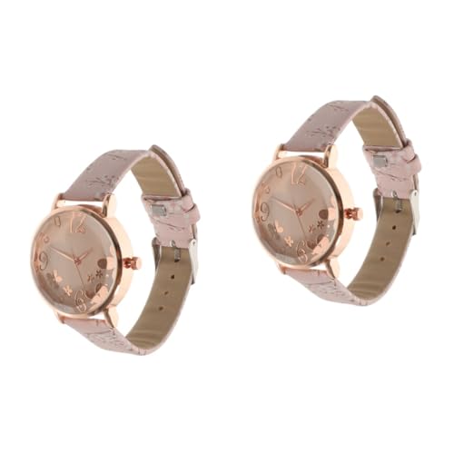 GAROZATION 2個 見る 時計の飾り レジャーウォッチ 女の子のためのフラワーウォッチ 男性用時計 三針時計 女性用腕時計 精巧な腕時計 花時計 エレガントな女性の腕時計 装飾時計 ピンク 合金