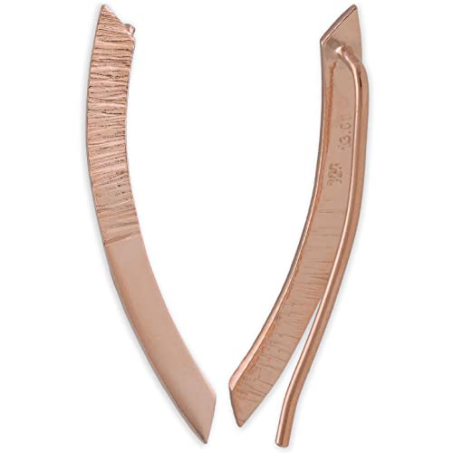 Rose Gold Plated Ear Climber Earrings, 925 Sterling Silver, Warm Trendy Design, Hypoallergenic - Handmade by Emmanuela
