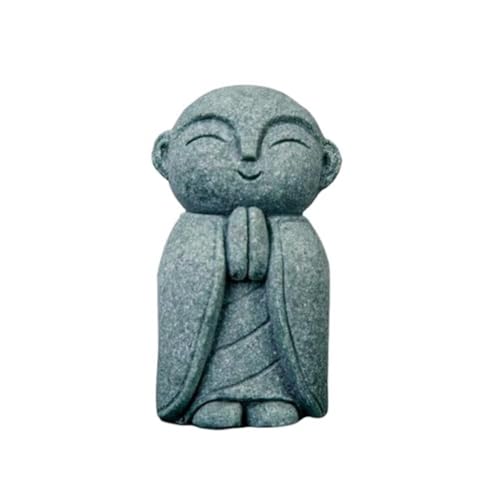 SEEK RARE Mini Monk Buddha Statue Sandstone Statues Zen Monk Praying Statue Sculptures for Wealth...