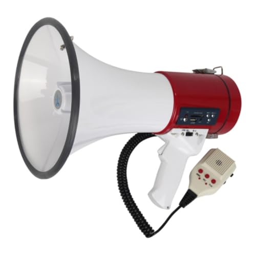 Rcuihak ハンドメガホン 拡声器ハンドマイク付 ショルダーメガホン 50W サイレン機能 マイク音量調節 運動会、オフサイトの販売 録音/再生/機能付き ハンドヘルドスピーカー ショルダーメガホン (red)