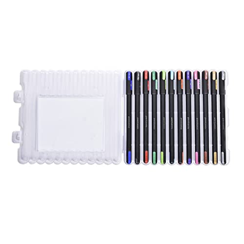 Pentonic Multicolor Gel Pen With Hard Box Case | 0.6 mm-1.0 mm | Sleek Matt Finish, Featherlite feel | Waterproof Gel Ink, Ultra- Low Viscosity Ink | Black Body, 12 Pcs Set (Image - 4)