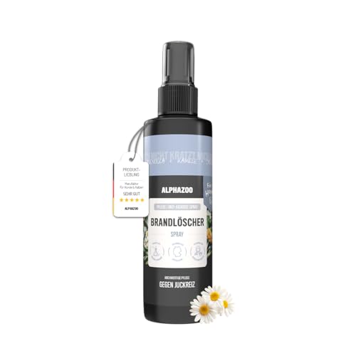 alphazoo Brandlöscher Anti-Juckreiz-Spray für Hunde 250 ml – mit Kamille & Ringelblume. Pflegendes Spray, Alkohol- & parabenfrei, zur Unterstützung empfindlicher Haut & zur Linderung von Irritationen