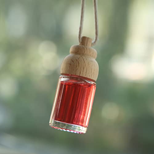 Image of MINISO Car Perfume Hanging Car Air Freshener Essential Oil in Glass Bottle Car Accessories, 8ML Strawberry
