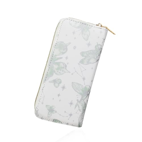 Womens Wallet, PU Leather Ladies Wallet Credit Card Holder for Women, Butterfly Pattern Girls Wallet with Zipper for Bank Cards, Credit Cards, Receipts, Cash (green)
