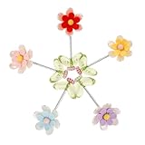 FUNOMOCYA 5個 六葉雛菊ミニチュアフィギュア点 車用ダッシュボード装飾 プラスチック製 耐久性と退色防止 小型デスクトップ花飾り 簡単取付