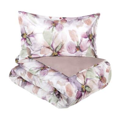 Fazzini Funda nórdica de raso de algodón Transparencias rosa – No incluye sábana bajera – Matrimonial (saco 255 x 260 cm + 2 fundas de almohada 50 x 80 cm)