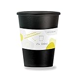 wiseware Trinkbecher 300 ml 25 Stück - Mehrweg Coffee-to-Go - BPA-frei und wiederverwendbar aus recyclebarem Plastik (PP) - Kaffeebecher spülmaschinenfest schwarz ohne Deckel