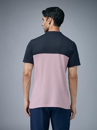 Image of TECHNOSPORT Men's Slim Fit Color Block Half Sleeve Polo Neck T-Shirt with Technocool+, UPF50+ Sun Protection for Gym, Sports & Regular Use