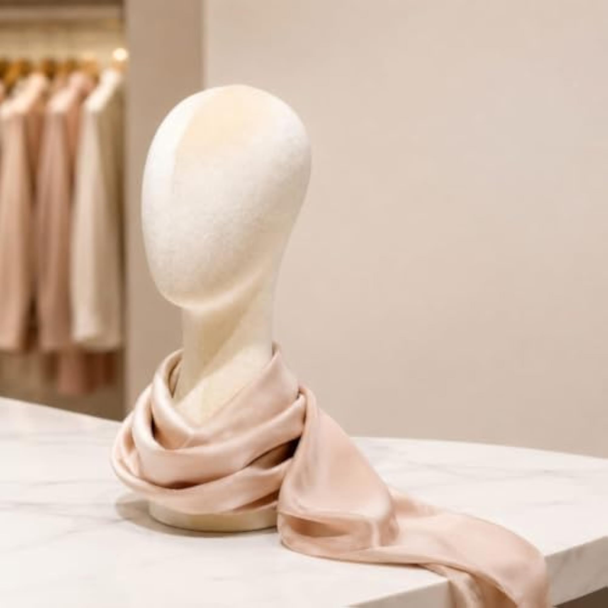 Matte Finish ABS Female Mannequin Head Display Stand