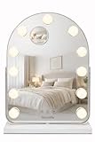 Glovalife Arch Amovible Hollywood Vanity Mirror, with X15 magnificiant miror 12.6' x 17.3' Inches, 360degres Rotation, Makeup Mirror Touch Control, 11 Bulbs led, White