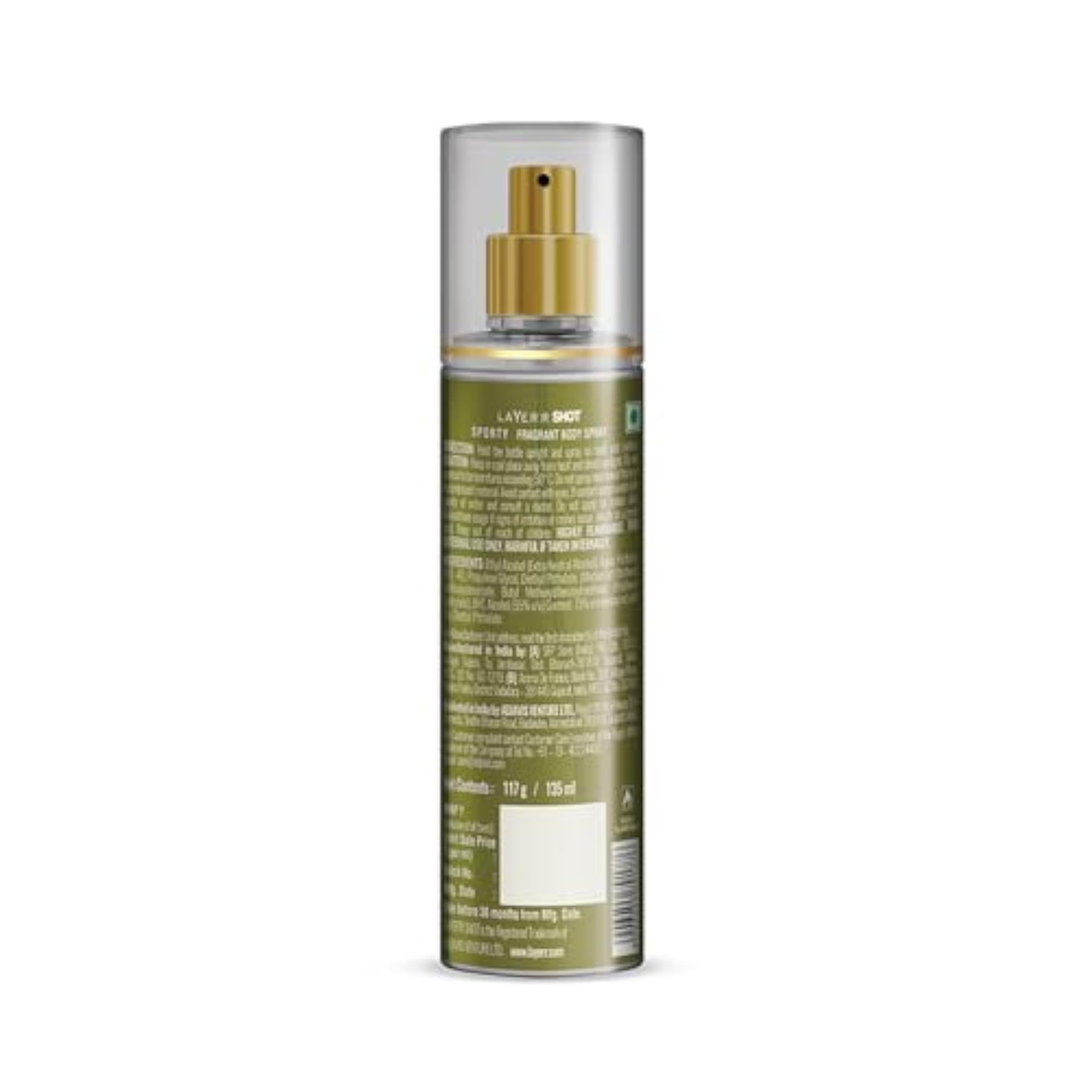 Layer'r SHOT Gold Sporty Deodorant Body Spray for Men 135ml