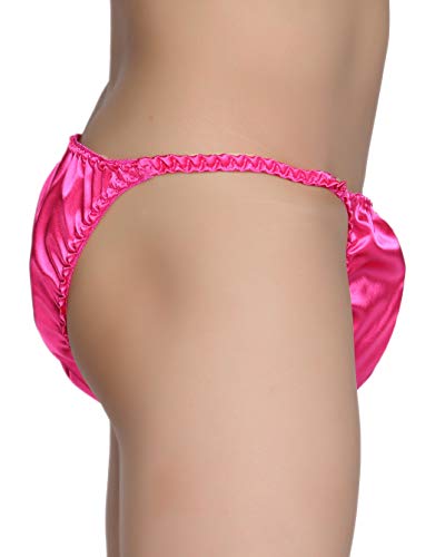 Satini Men's Underwear Satin Tanga Bikini Briefs Panties (Hot Pink, Xl) #TOP2