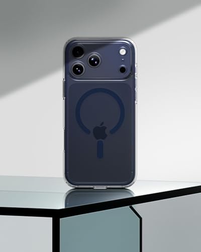 Image of Spigen Ultra Hybrid MagFit Back Cover Case for iPhone 17 Pro, Clear Transparent, MagSafe Compatible - PC+TPU | Clear Deep Blue