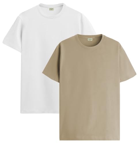 Image of ADRO Men's Cotton Regular Fit Combo Plain Solid T-Shirt Pack of 2