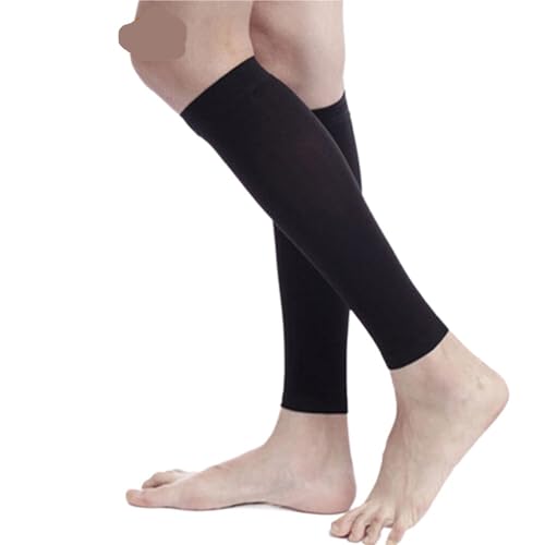 1 Pair Calf Compression Sleeves for Men and Women - Leg Compression Sleeve - Footless Compression Socks for Runners for Shin Splint Relief, Recovery, Running(Black,XXL)
