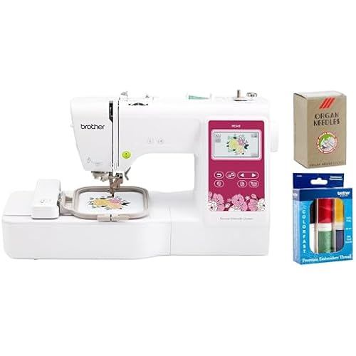 Brother PE545 Embroidery Machine, Wireless LAN Connected, 135 Built-in Designs, 4" x 4" Hoop Area, Premium Embroidery Thread 6 Spools, 75/11 Size Embroidery Needles 100 Count