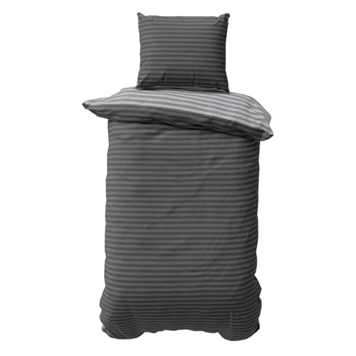 Visaggio Bettwäsche 155x200 cm 2 teilige Bettbezug Set Grau Anthrazit...