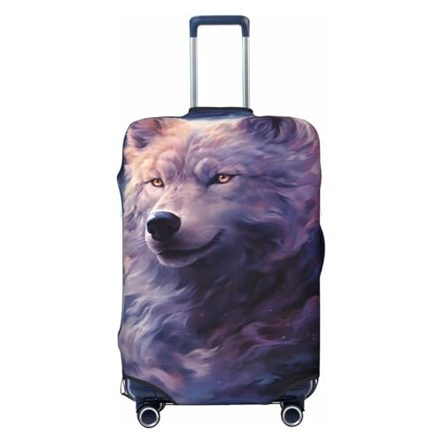 Colorful Galaxy Wolf Print Suitcase Covers Protectors, Luggage Covers For 18~32