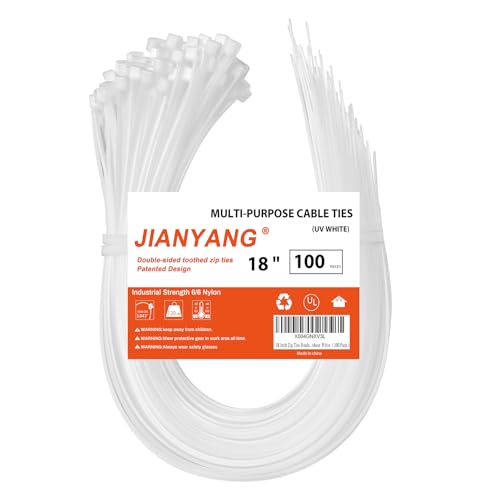 18 Inch Zip Ties Double Sided Toothed,120 LBS Tensile Strength Heavy Duty Cable Wire Ties With...