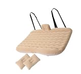 Cama Aire Universal Coche Cama Inflable Viaje Coche 80x130cm Asiento Trasero Coche Colchón para Maletero, Almohada De Cama De Aire para Viajes, Camping, Salida Familiar Colchón Aire Coche(Beige)