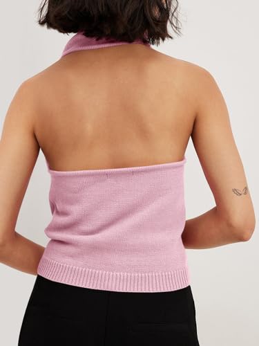 Image of Langwyqu Womens Turtleneck Sweater Vests Sleeveless Knit Halter Tank Tops Sexy Loose Cami Shirts