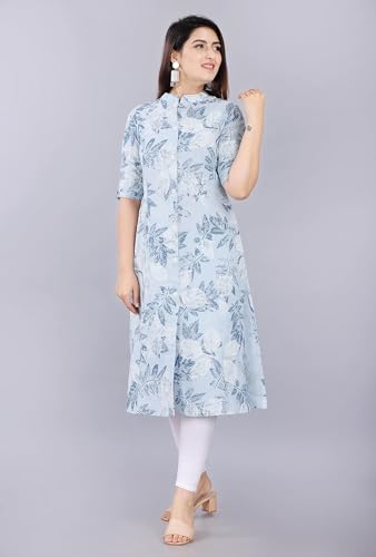 Image of Women Printed Collar Neck Half Sleeve Regular Fit Formal Kurti for Women's
