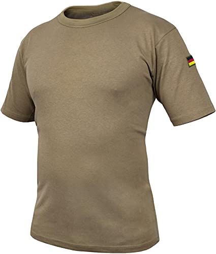 normani Bundeswehr Tropen T-Shirt BW Tropenhemd Unterhemd mit Deutschlandfahnen nach TL BDU Tactical Kurzarm Kampfshirt - OHNE Brustpatch Farbe Khaki Größe L