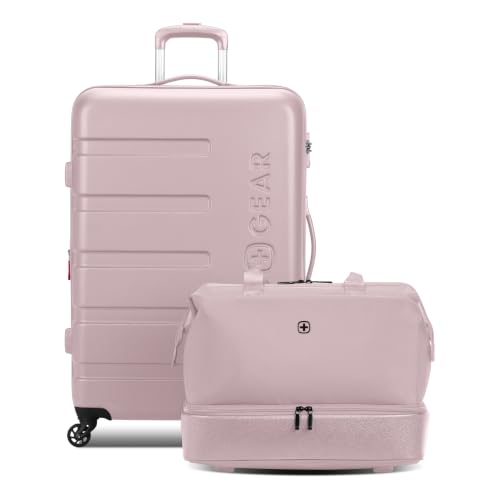 SwissGear 7366 Signature Hardside Expandable Luggage with Spinner Wheels and TSA Lock Weekender Tote Pink 2-Piece Set (Weekender/27)