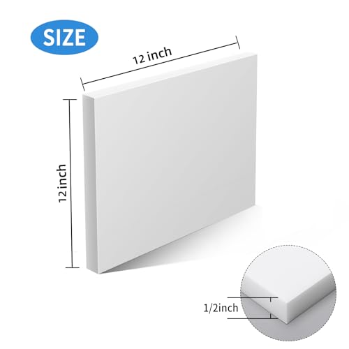 Image of High-Density Polyethylene (HDPE) Sheet, 12x12 inches, 1 /2 Inch Thickness, Corrosion-Resistant, Impact-Resistant, High-Strength Plastic Sheet Board for Industrial, Craft & Home Projects - White