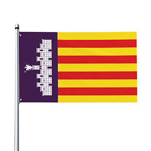 Bandera de Mallorca Bandera 3x5 Pies Patio Jardín Césped Bienvenida Decoración Banner Interior Fiesta en casa Banderas