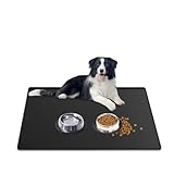 Large Dog Mat for Food and Water, 31.8'x23.8' Silicone Pet Feeding Mats, Waterproof Dog Bowl Mat with High Edges to Prevent Water and Food Spills, Black