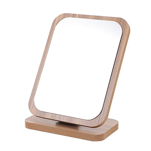 Espejo de maquillaje plegable de madera para escritorio miniatura 1