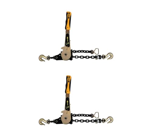 Image of Mytee Products (2 Pack) 3 /8 inch - 1 /2 inchEasy Ratchet Chain Binder with Grab Hooks & 6000 lbs WLL - Heavy Duty Tie Down Ratchet Load Binder for Flatbed Trailers & Trucks