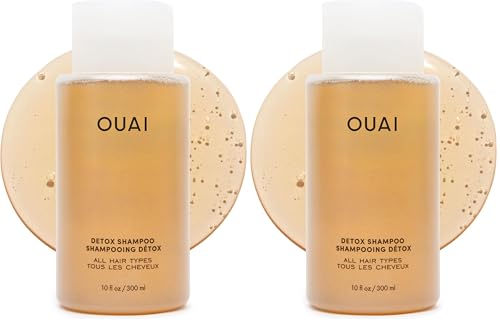 Image of OUAI Detox Shampoo - Clarifying Shampoo for Build Up, Dirt, Oil, Product and Hard Water - Apple Cider Vinegar & Keratin for Clean, Refreshed Hair - Sulfate-Free Hair Care (10 oz) (Pack of 2)