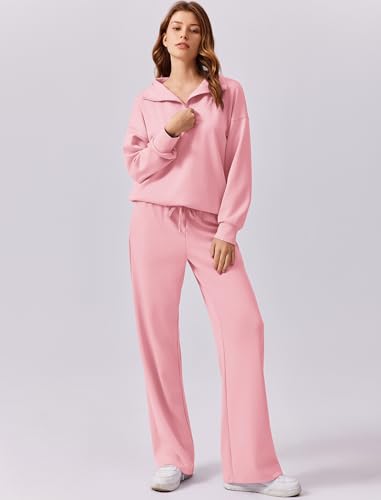 Image of PINSPARK 2 Piece Sets for Women 2026 Fall Outfits Sweatsuit Oversized Sweatshirt Wide Leg Sweatpants Matching Set Tracksuit