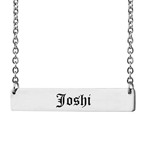 Custom Text Necklace Engraved Bar Necklace Joshi Name Jewelry