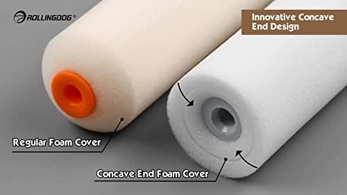 ROLLINGDOG 4" (100mm) Mini Foam Small Paint Roller Covers High Density Gloss Concave Roller Sleeves for Painting on Smooth Surfaces(Pack of 4)