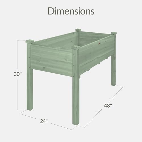 Image of Best Choice Products 48x24x30in Raised Garden Bed, Elevated Wood Planter Box Stand for Backyard, Patio, Balcony w /Bed Liner, 200lb Capacity - Sage