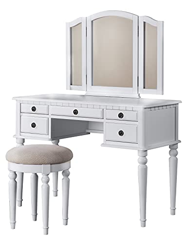 Bobkona St. Croix Collection Vanity Set with Stool, F4074, White - Thumbnail 4