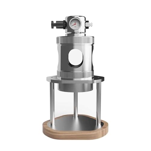 Máquina de café expreso neumática, máquina manual de espresso a presión de aire con manómetro y base de madera para el hogar, capacidad de 80 ml, compatible con 51/58 mm