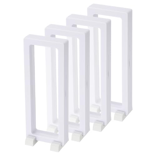 PATIKIL 4 vitrinas flotantes, 7.1 x 0.2 pulgadas, soportes de plástico para exhibición de monedas de desafío, marcos transparentes de polietileno para joyas, collares, medallones, sellos, color blanco